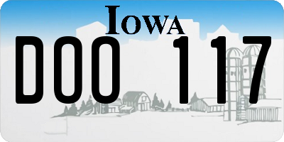 IA license plate DOO117