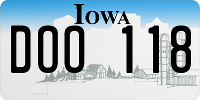 IA license plate DOO118