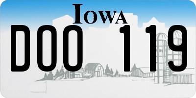 IA license plate DOO119