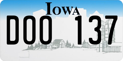 IA license plate DOO137