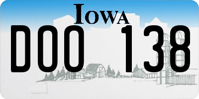 IA license plate DOO138