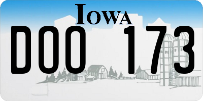 IA license plate DOO173