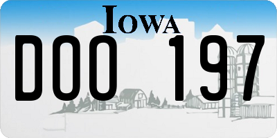 IA license plate DOO197