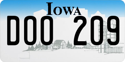 IA license plate DOO209
