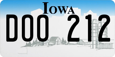 IA license plate DOO212