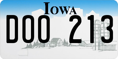IA license plate DOO213