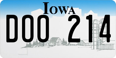 IA license plate DOO214