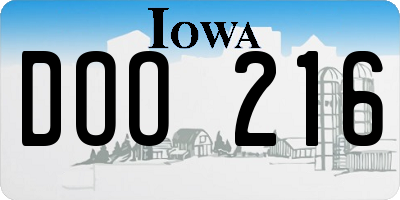 IA license plate DOO216