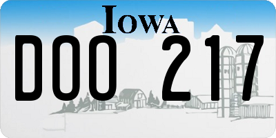 IA license plate DOO217