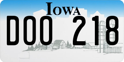 IA license plate DOO218