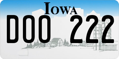 IA license plate DOO222