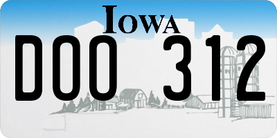 IA license plate DOO312