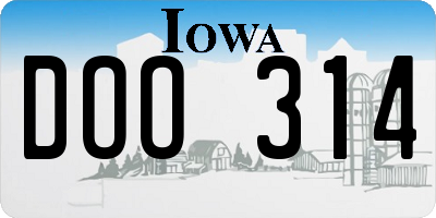 IA license plate DOO314