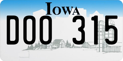 IA license plate DOO315