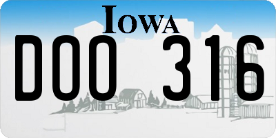 IA license plate DOO316