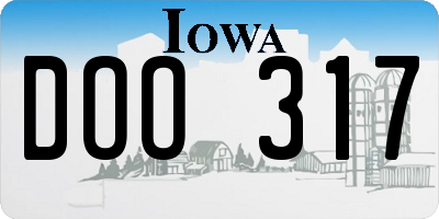 IA license plate DOO317