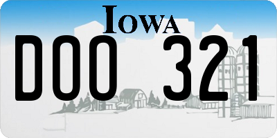 IA license plate DOO321
