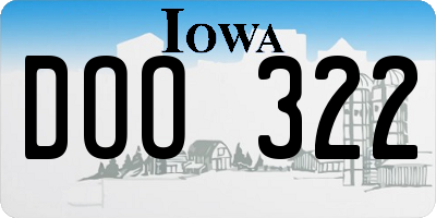 IA license plate DOO322