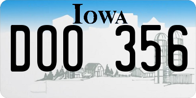 IA license plate DOO356
