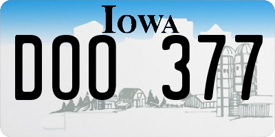 IA license plate DOO377