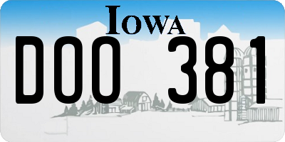 IA license plate DOO381