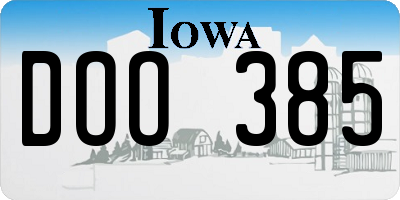 IA license plate DOO385