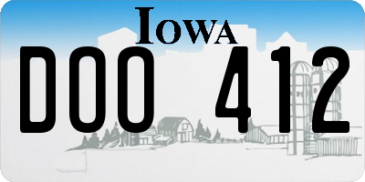 IA license plate DOO412