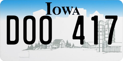 IA license plate DOO417