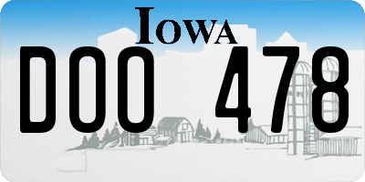 IA license plate DOO478