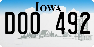 IA license plate DOO492