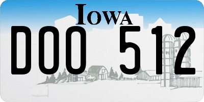 IA license plate DOO512