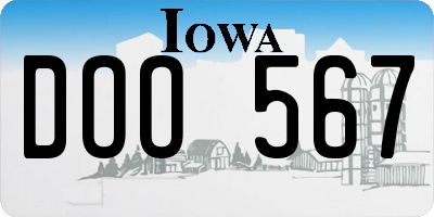 IA license plate DOO567