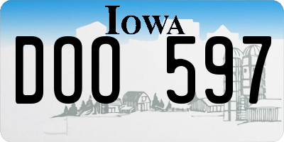 IA license plate DOO597