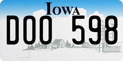 IA license plate DOO598