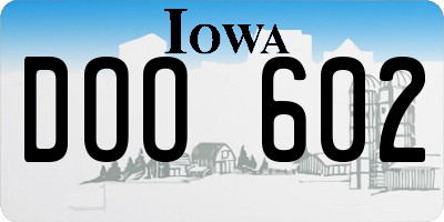 IA license plate DOO602