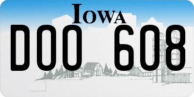 IA license plate DOO608