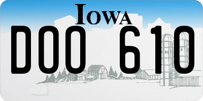 IA license plate DOO610