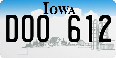 IA license plate DOO612