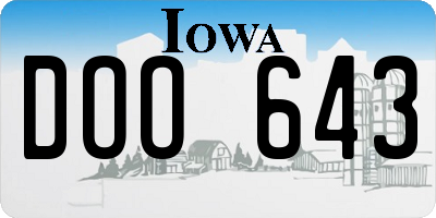 IA license plate DOO643