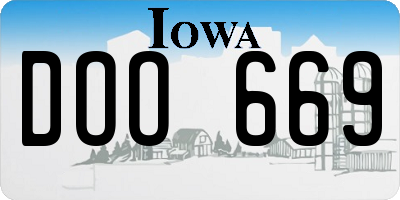 IA license plate DOO669