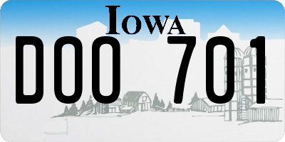 IA license plate DOO701