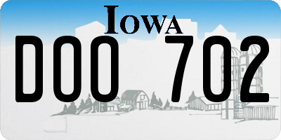 IA license plate DOO702