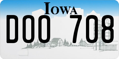 IA license plate DOO708