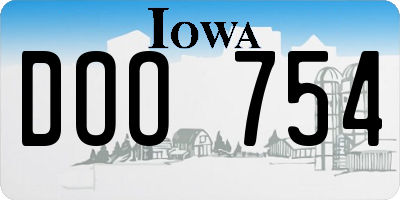 IA license plate DOO754