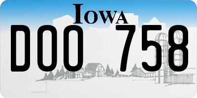 IA license plate DOO758
