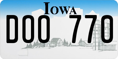 IA license plate DOO770