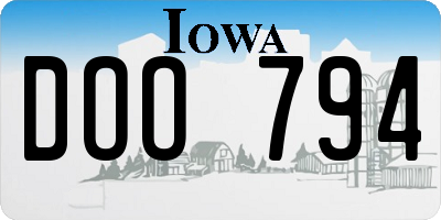 IA license plate DOO794