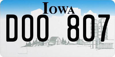 IA license plate DOO807