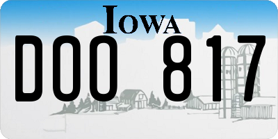 IA license plate DOO817