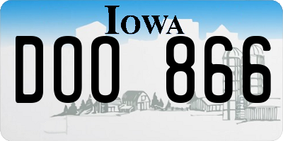 IA license plate DOO866